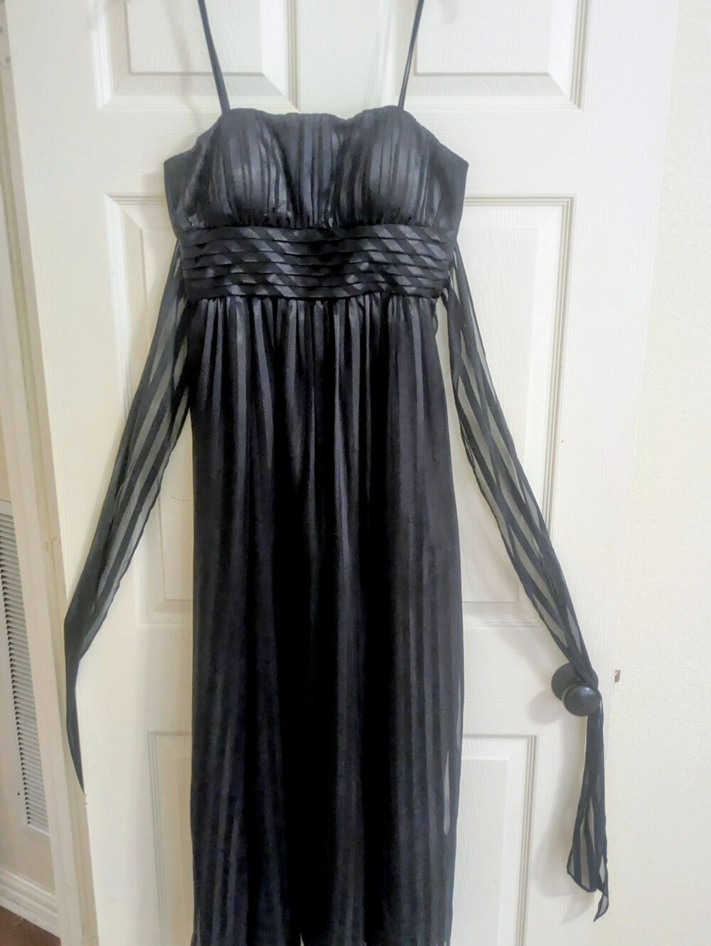 Black Strap Maxi Dress with Sheer Tie Sleeves